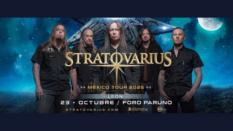 Cartel del concierto de Stratovarius en el Foro Paruno de León, Gto.